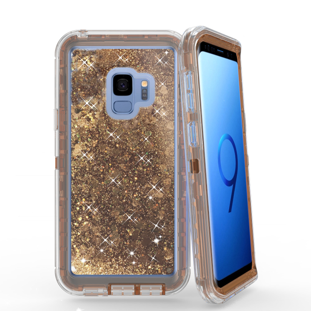 Galaxy S9+ (Plus) Star Dust Liquid Clear Armor Robot Case (Gold)